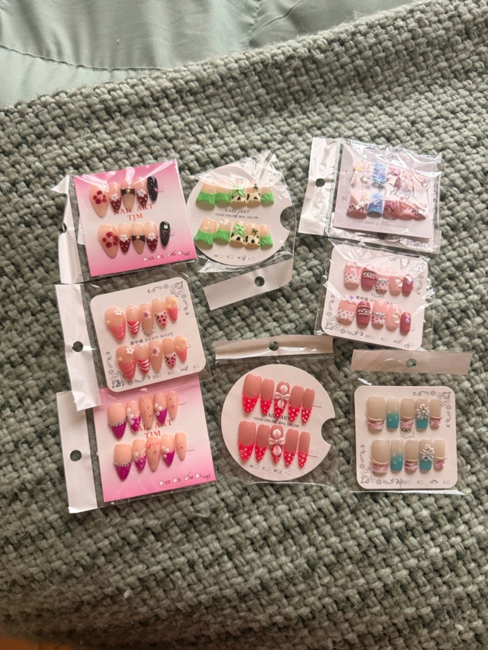 Assorted colorful Press-On Nail Sets bundle of 8pc handmade